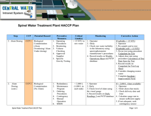 Spinel Water Treatment Plant HACCP Plan