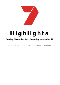 HIGHLIGHTS Nov 16 – Nov 22, 2008 Highlights Sunday November