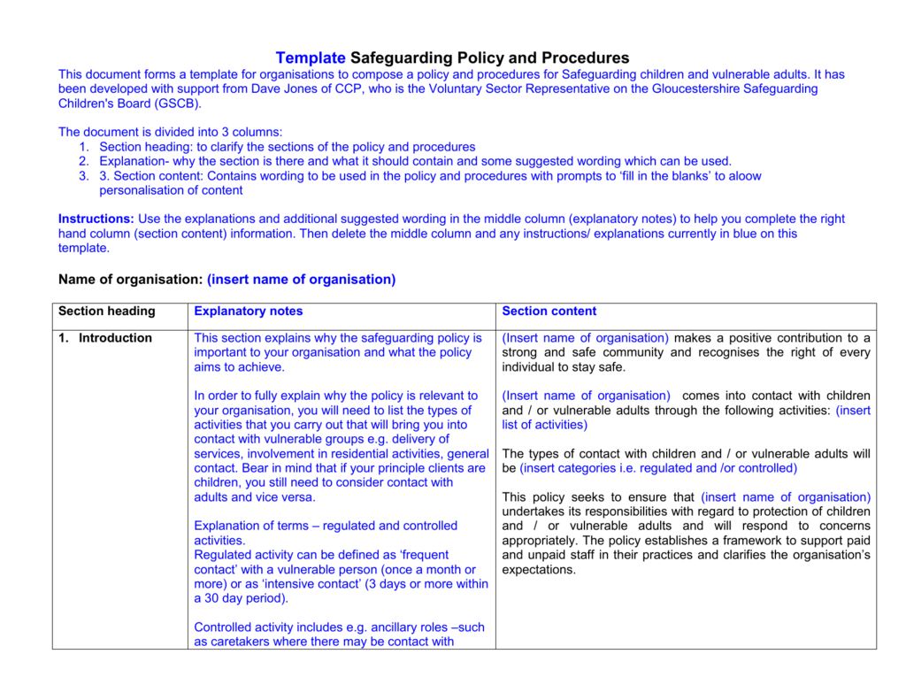 template-safeguarding-policy-and-code-of-conduct