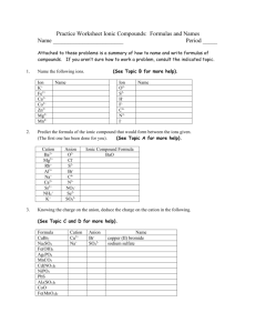 CHEM 1000 Discussion Worksheet: Chemical Compounds
