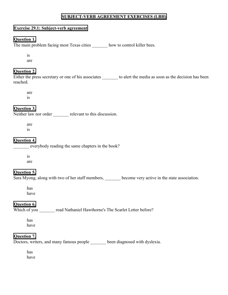 subject-verb agreement exercises Within Pronoun Verb Agreement Worksheet