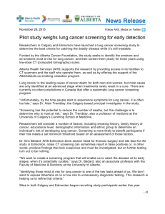News Release November 26, 2015 Pilot study weighs lung cancer