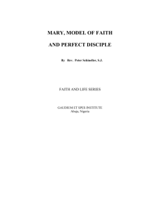 Mary, Model of Faith and Perfect Disciple