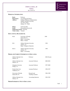 Academic Resume - Abilene Christian University