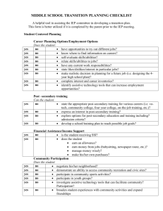 middle school transition planning checklist