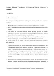 Primary Bilingual Programmes in Hungarian Public Education: a