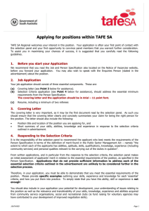 Applying for positions within TAFE SA TAFE SA Regional welcomes