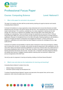 Professional Focus Paper: Computing Science (National 5)