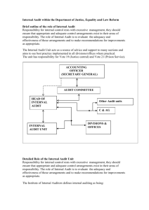 Internal Audit within the Department of Justice Equality and law