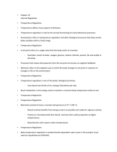 Chapter 10 Internal Regulation • Temperature Regulation