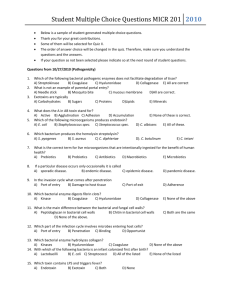 Student Multiple Choice Questions MICR 201