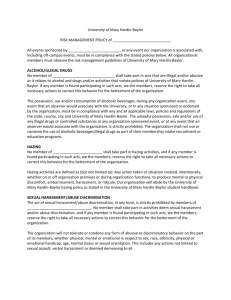 University of Mary Hardin-Baylor RISK MANAGEMENT POLICY of