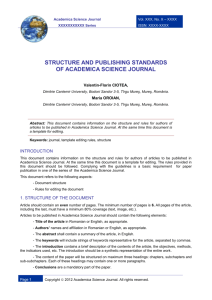 structure and publishing standards of academica science journal