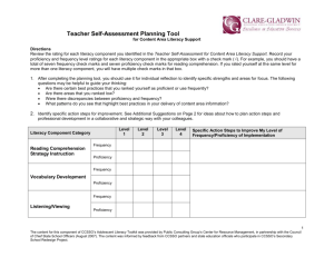 Adolescent Literacy Teacher Self Assessment - Clare