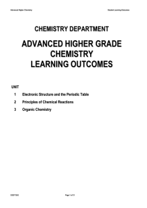 Advanced Higher Chemistry Learning Outcomes
