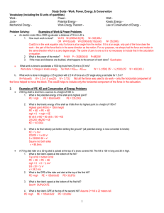 11/17 review sheet Key for work power energy