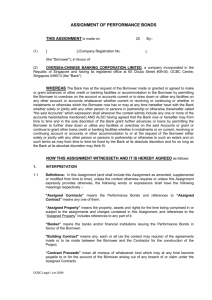 assignment of building contracts and performance bonds