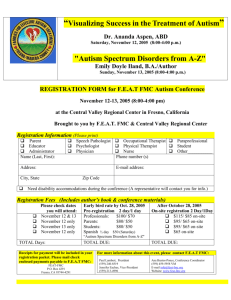 REGISTRATION FORM for FEAT FMC Autism Conference