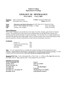Geology 30, Mineralogy Syllabus Fall 2009