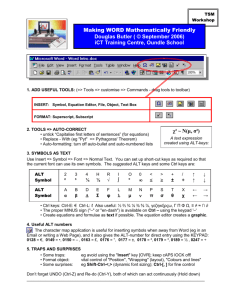 Introduction to WORD and the INTERNET for