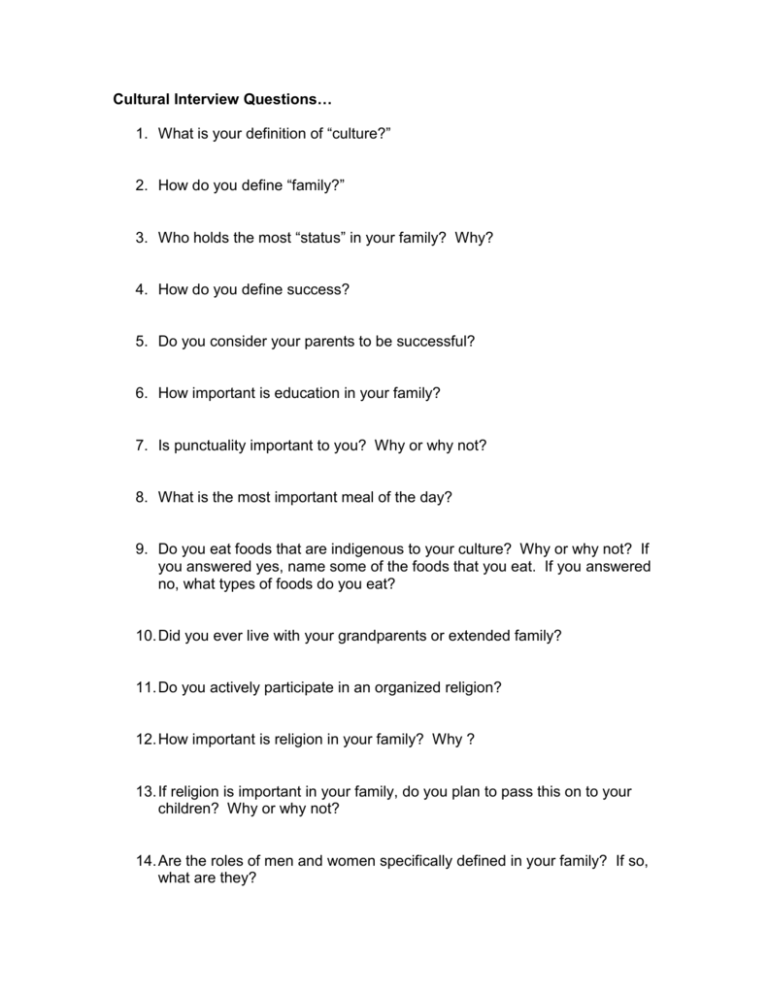 Job culture interview questions