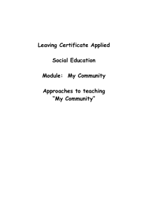 Social Education Approaches to teaching My Community