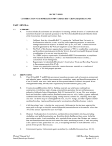 CMRA Master Specification for C&D Recycling, Section 01151