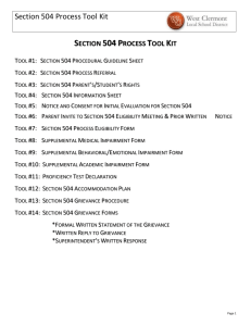 504 Process Forms - West Clermont Local School District