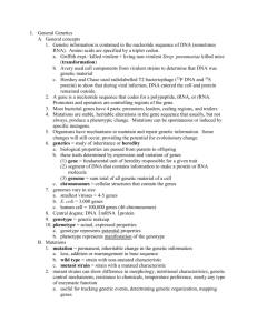 General Genetics General concepts Genetic information is