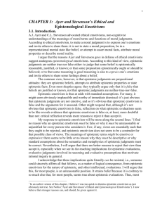 CHAPTER 3: Ayer and Stevenson`s Ethical and Epistemological