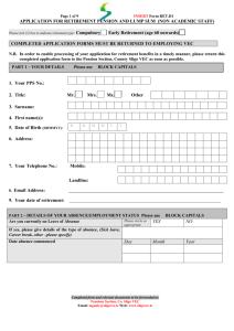 Application Form for pension & lump sum: retd1 (non academic)