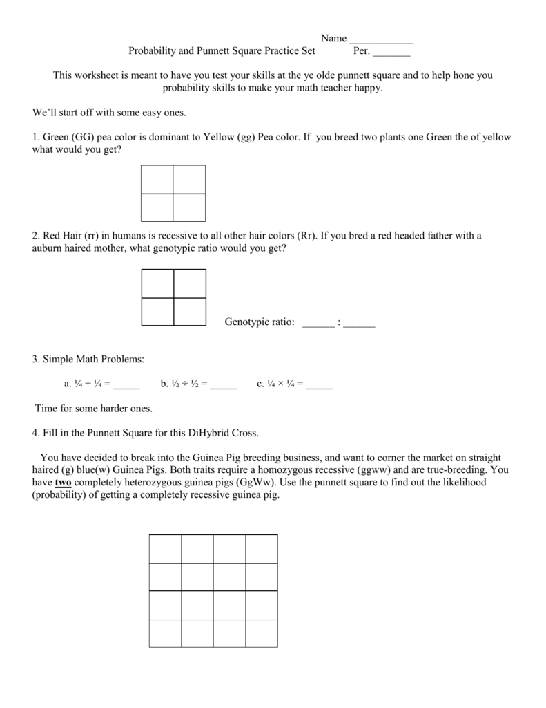 How To Do A Punnett Square Worksheet