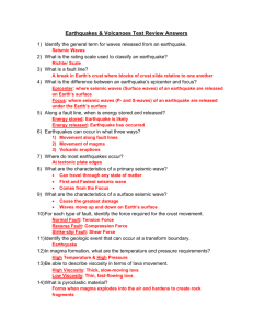 Answers for Earthquakes & Volcanoes Test Review