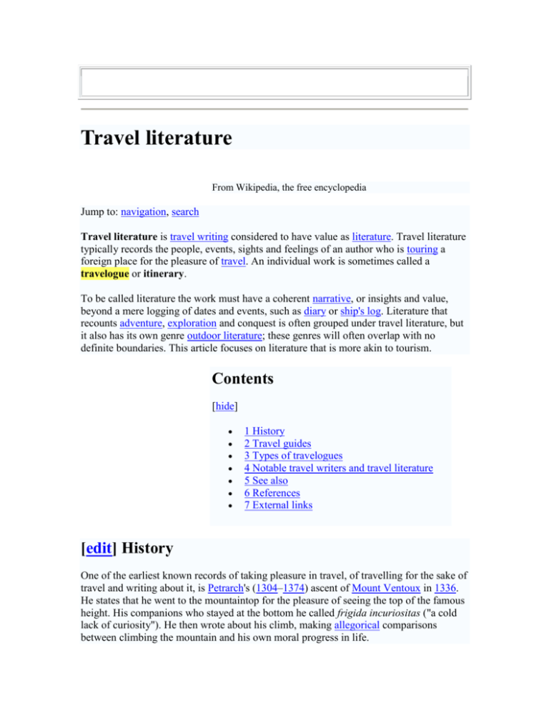 types of travel literature