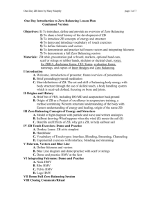 Summary Outline of One Day Introduction to Zero Balancing