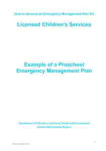 Example of a Preschool Emergency Management Plan