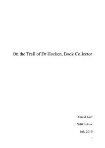 On the Trail of Dr Hocken, Book Collector