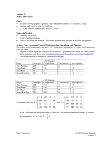 Algebra 2 Lesson Plan on Matrix Operations