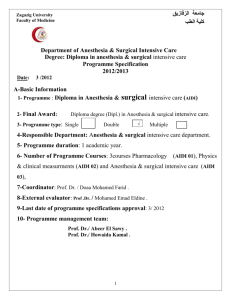 Department of Anesthesia & Surgical Intensive Care Degree: D
