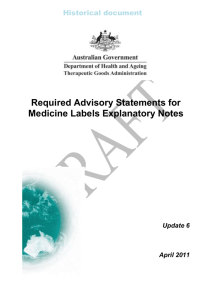 Required Advisory Statements of Medicine Labels Update 6 (April