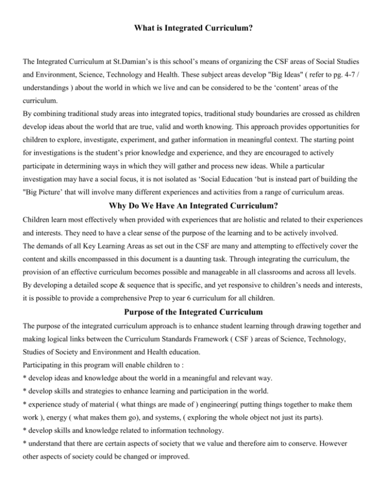 What Is Integrated Curriculum