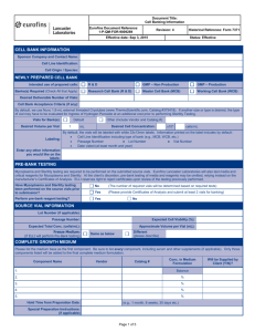Cell Banking Information form. - Eurofins Lancaster Laboratories
