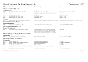 New Products for Prostheses List