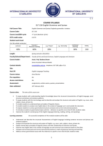 16. ELT 210 English Grammar and Syntax