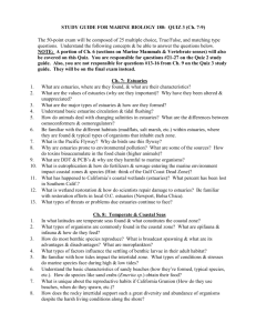 STUDY GUIDE FOR MARINE BIOLOGY 180: QUIZ 3 (Ch