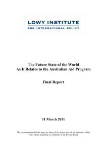 The Future State of the World as it Relates to the Australian Program