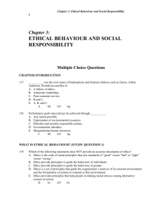 Chapter 3: Ethical Behavior and Social Responsibility
