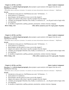 Chapter 6, Of Mice and Men Quote Analysis Assignm