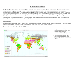 BIOMES OF THE WORLD The Earth is divided into distinct climate