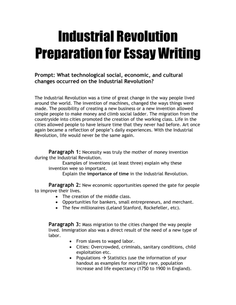 what is industrial revolution essay